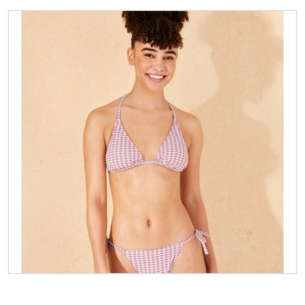 Wild Fable Women's Sparkle Gingham Texture Triangle Bikini Top Size Medium